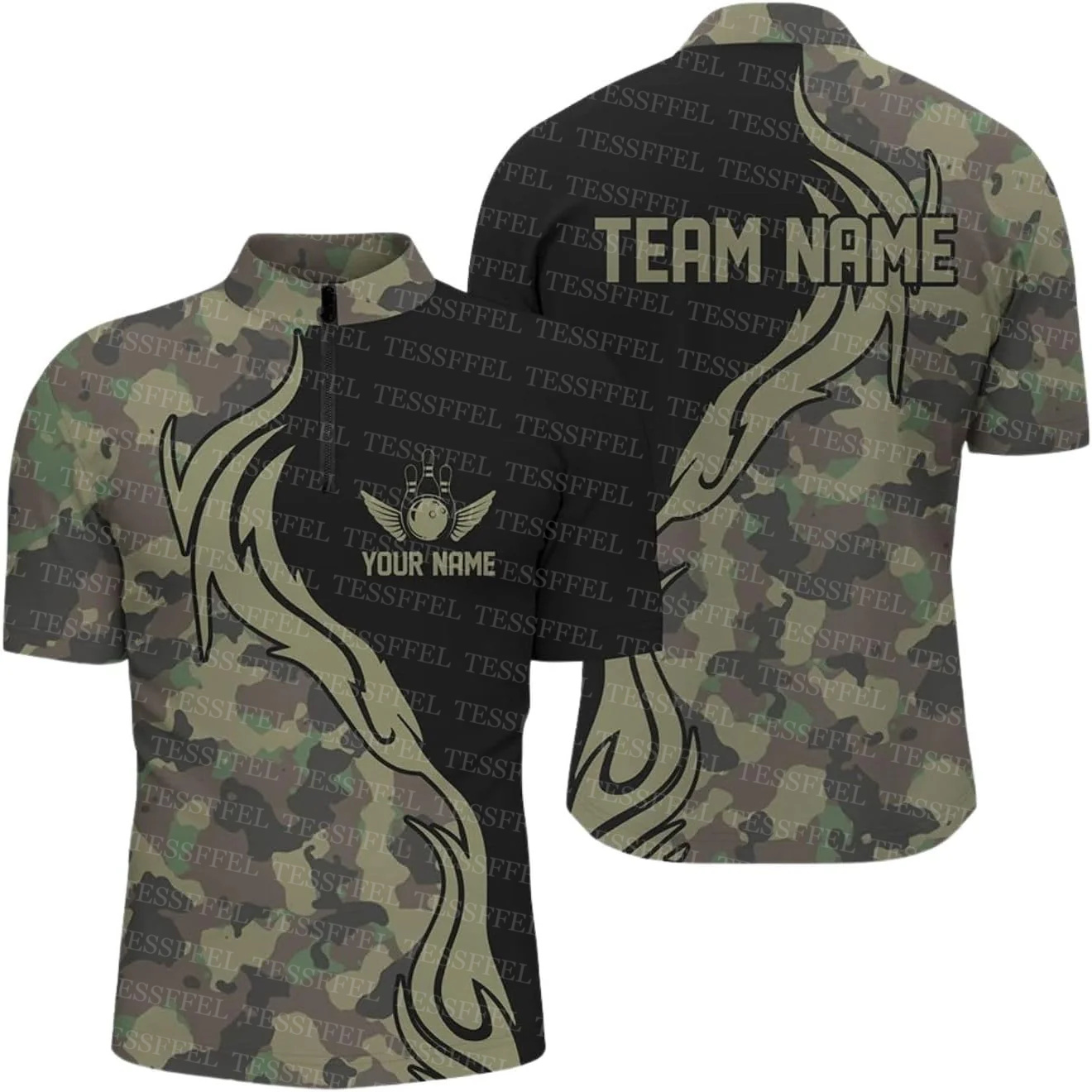 Short Sleeve Bowling Shirt Retro - Custom Name Graffiti Flame Strike Bowling