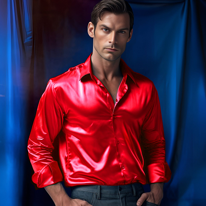 Men's Satin Luxury Dress Shirt - огляд і ціна Mens Satin Silk Dress Shirt