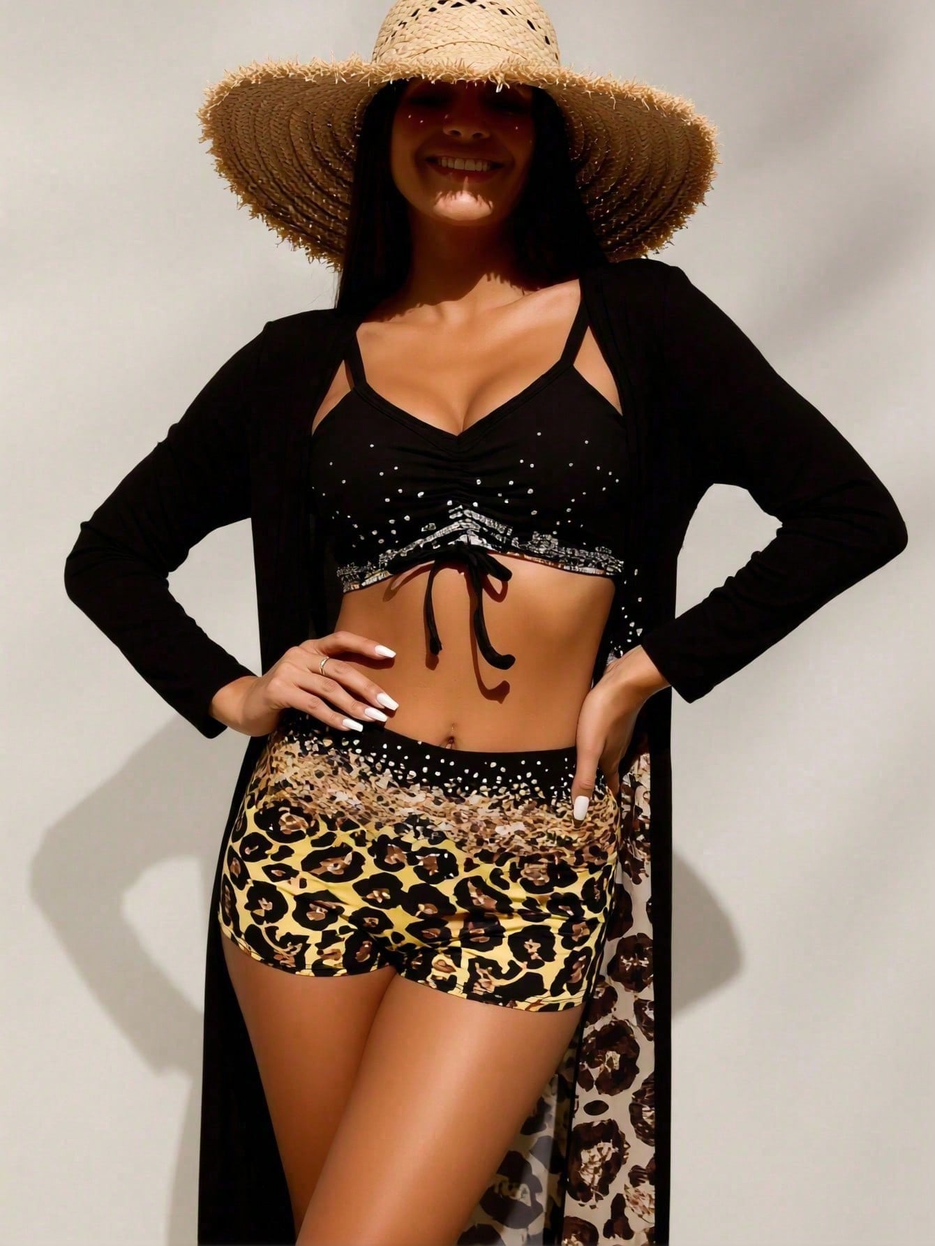 Women's Black Rhinestone Bikin - огляд і ціна Shorts
