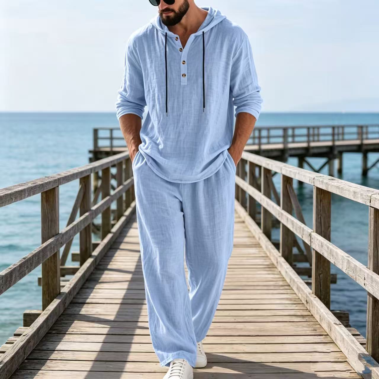 2026 Cross-border Spring and A - огляд і ціна Mens Linen Shirt Long Sleeve