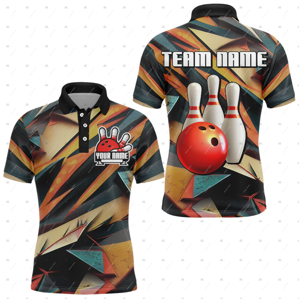 Custom Name Bowling Skull Flam - огляд і ціна Short Sleeve Bowling Shirt Retro
