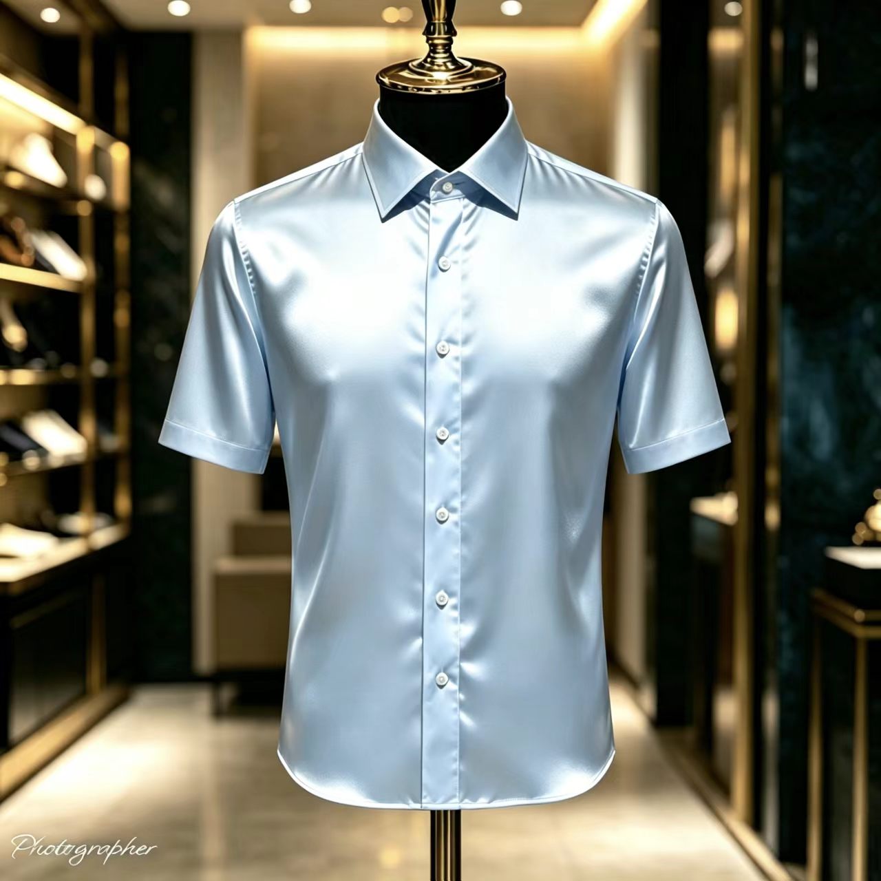 Men's Solid Color Satin Short- - огляд і ціна Mens Satin Silk Dress Shirt