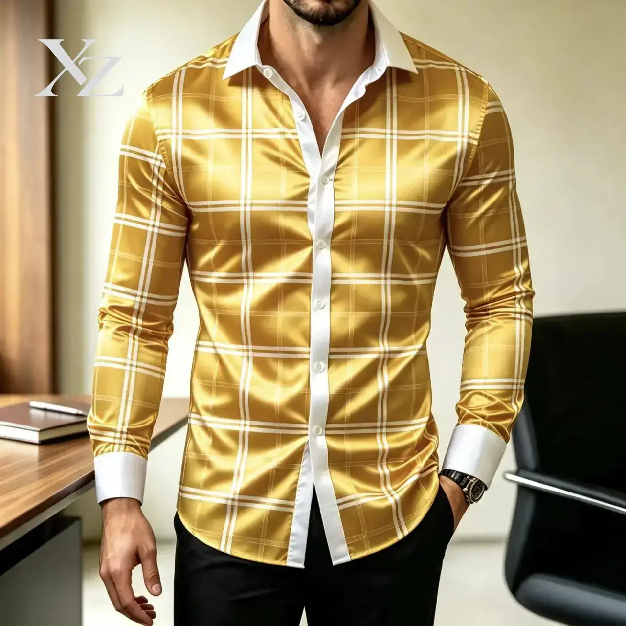 Hot Sale Men's Slim Fit Long S - огляд і ціна Mens Satin Silk Dress Shirt