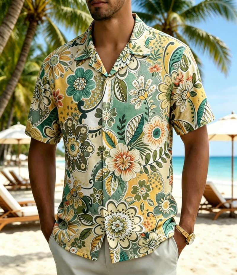 Men's Vintage Boho Tropical Fl - огляд і ціна Vintage Hawaiian Floral Shirt