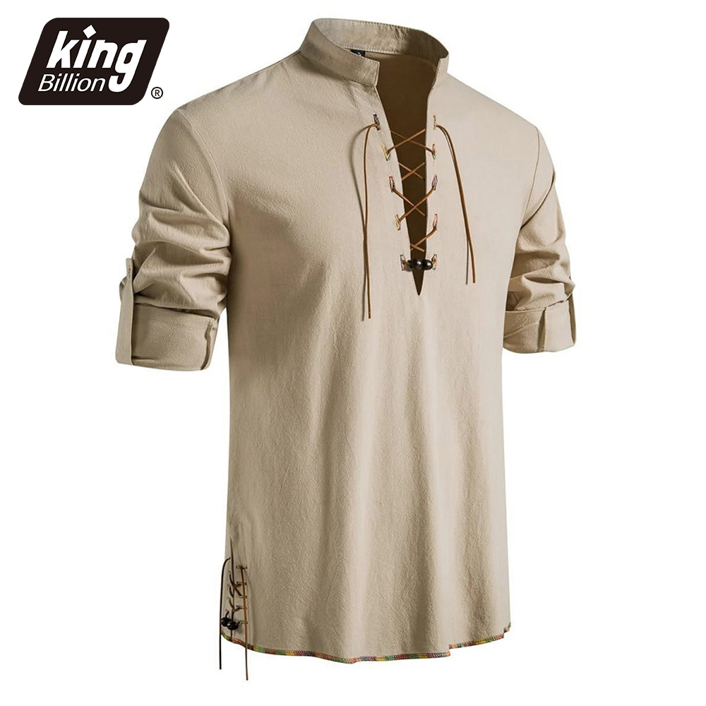Men's Henley Neck Medieval Shi - огляд і ціна Medieval Gothic Lace Up Pirate Shirt