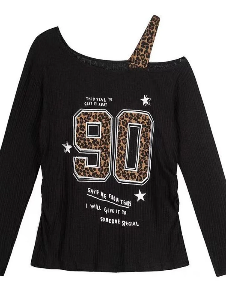 Y2K Patchwork Leopard Print T- - огляд і ціна Shirts