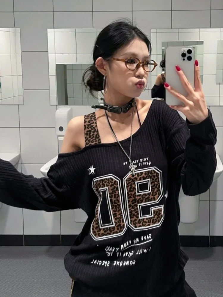 Y2K Patchwork Leopard Print T- - огляд і ціна Shirts