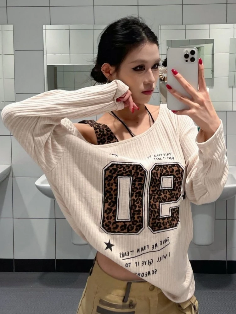 Y2K Patchwork Leopard Print T- - огляд і ціна Shirts