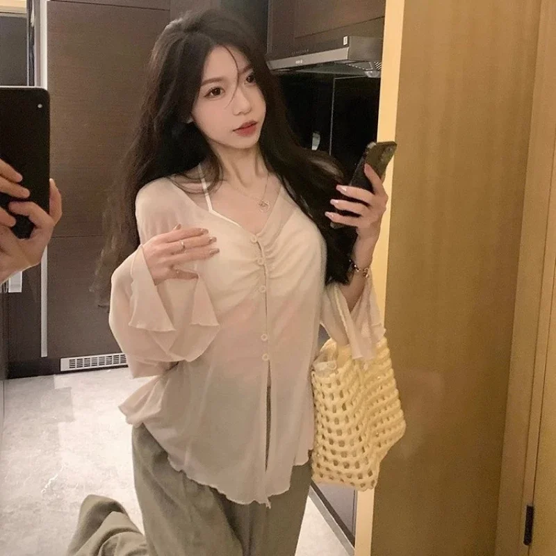Sheer Flare Sleeve Blouse - Y2 - огляд і ціна Shirts