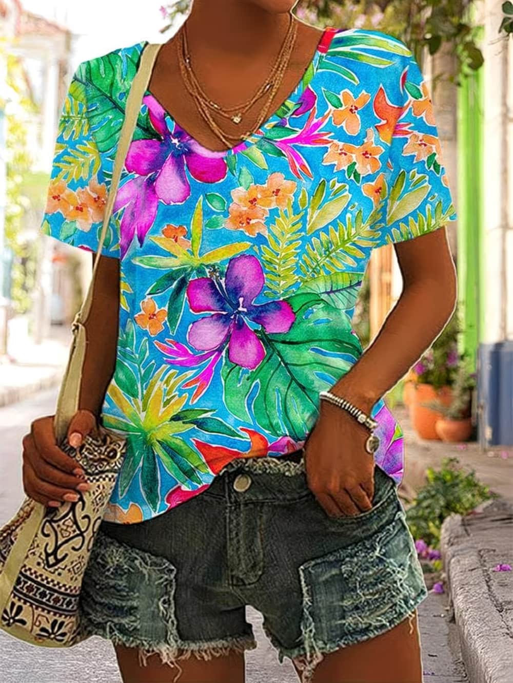 Summer Women's T Shirt Floral  - огляд і ціна Vintage Hawaiian Floral Shirt
